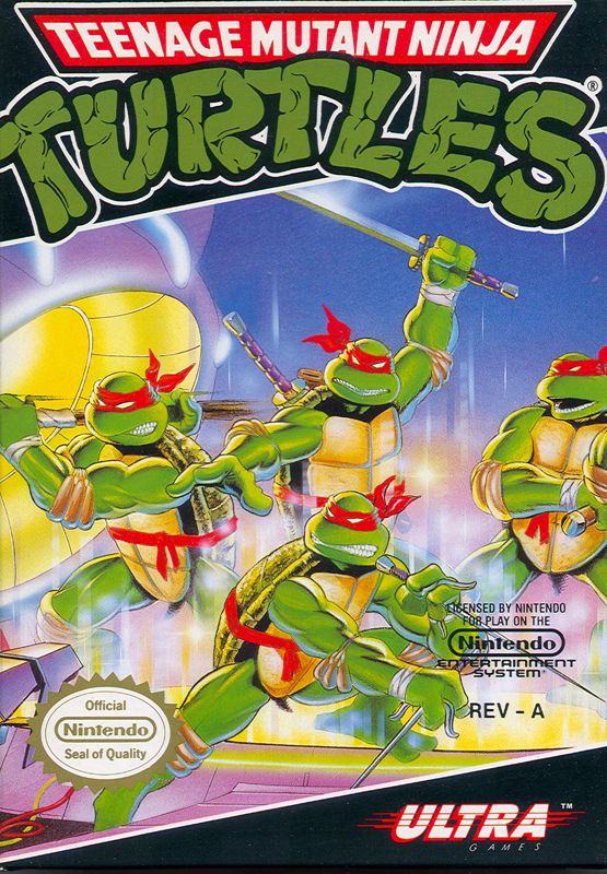 Teenage Mutant Ninja Turtles box art for Commodore 64
